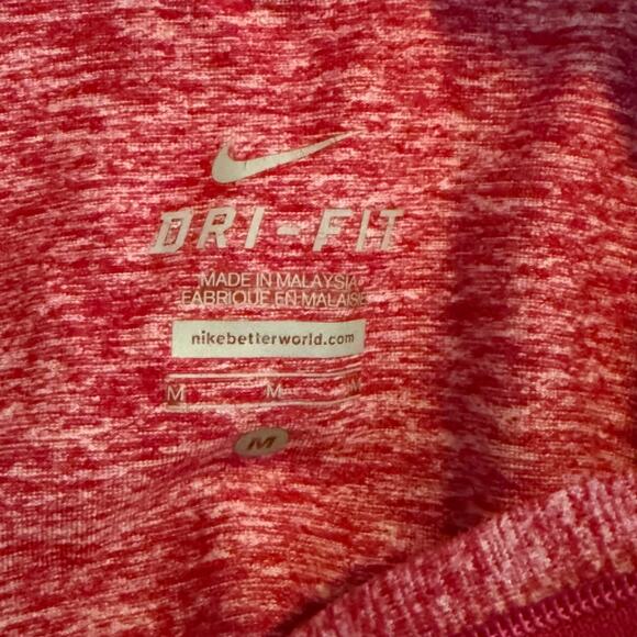 Nike Dri Fit Running Shirt Women's Medium Heather Red Full Sleeve 1/4 Zip LS - Picture 3 of 7